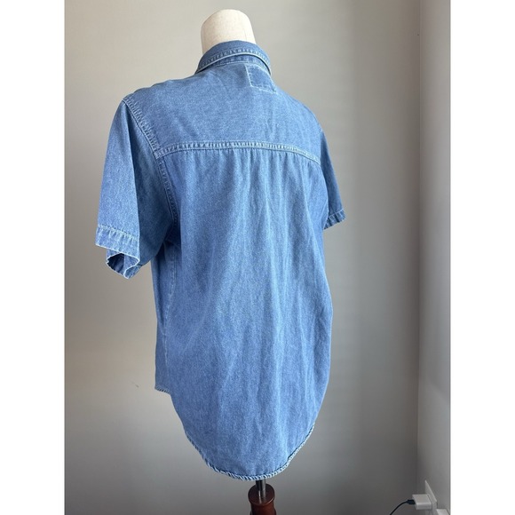 Vintage Quizz Again Denim Button Up Shirt Women M Embroidered Teddy Cottagecore - Picture 4 of 5